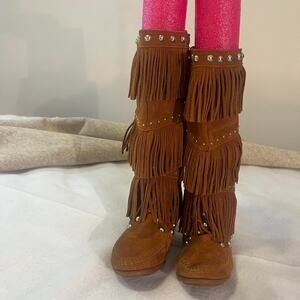 Minnetonka Three Layer Fringe with Metal Stud Embellishment